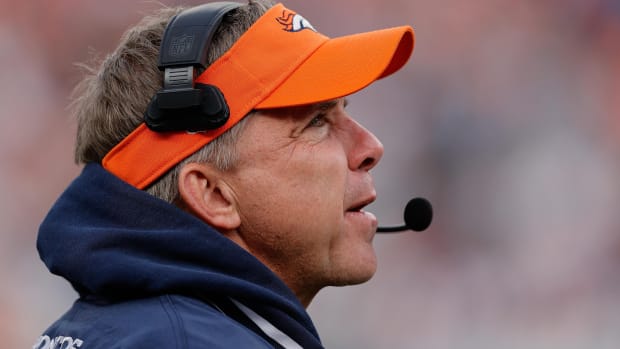 Dec 31, 2023; Denver, Colorado, USA; Denver Broncos head coach Sean Payton looks on in the second quarter against the Los Angeles Chargers at Empower Field at Mile High. Mandatory Credit: Isaiah J. Downing-USA TODAY Sports  